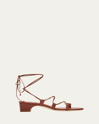 Manolo Blahnik Dellasan Leather Kitten-heel Sandals