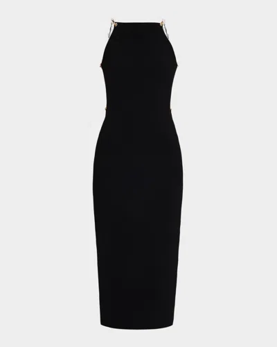 Cult Gaia Cassi Faux Pearl-embellished Backless Knit Midi Dress