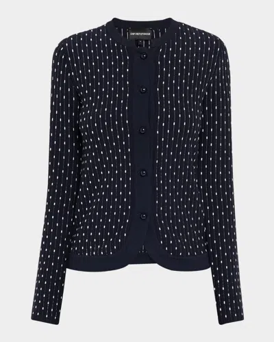 Emporio Armani Button-down Dotted Knit Cardigan