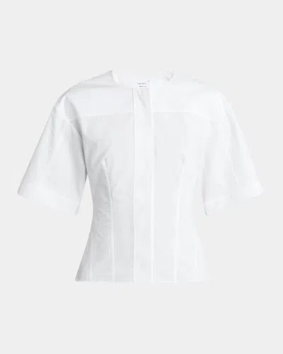 Alexander Mcqueen Short-sleeve Corset Seamed Poplin Blouse