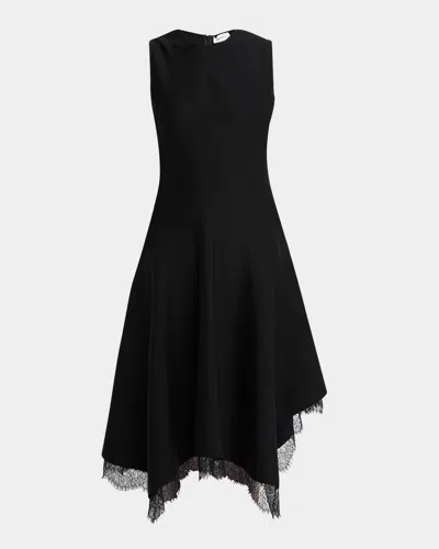 Alexander Mcqueen Asymmetric Lace Hem Sleeveless Midi Dress