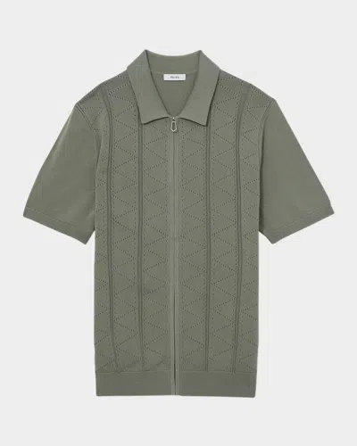 Reiss Mens Tay Pointelle-knit Modal And Cotton-blend Shirt Sage