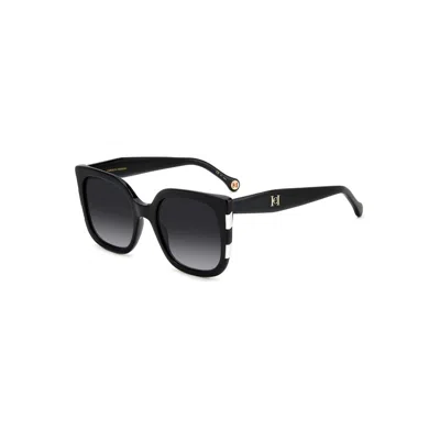 Carolina Herrera Her 0128/s 80s/9o 54 Women's Sunglasses - Black And White Frame, Grey Gradient Lens In Black