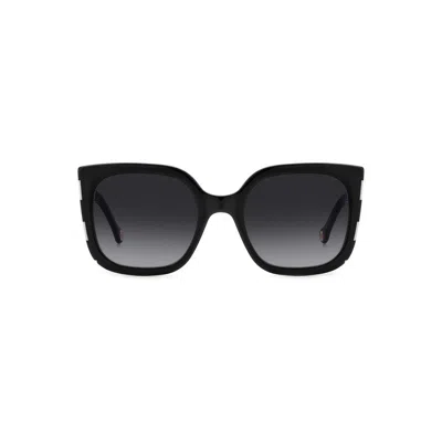 Carolina Herrera Her 0128/s 80s/9o 54 Women's Sunglasses - Black And White Frame, Grey Gradient Lens In Black