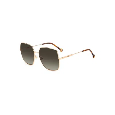 Carolina Herrera Her 0139/s Ddb-ha 60 Women's Sunglasses - Gold Frame, Brown Gradient Lenses In Black