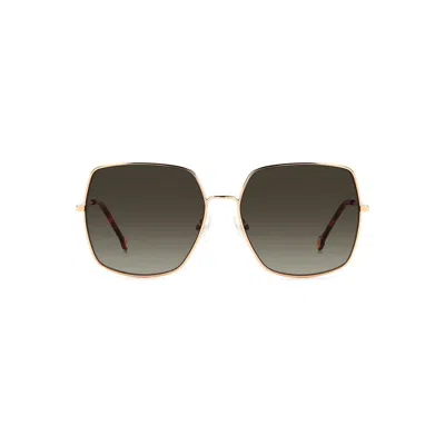 Carolina Herrera Her 0139/s Ddb-ha 60 Women's Sunglasses - Gold Frame, Brown Gradient Lenses In Black