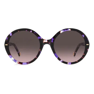 Carolina Herrera Tortoiseshell-effect Round-frame Sunglasses In Black