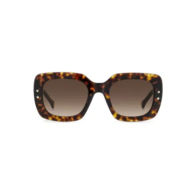 Carolina Herrera Her 0186/s C9k-ha 52 Women's Sunglasses - Havana White Frame, Brown Gradient Lenses In Multi