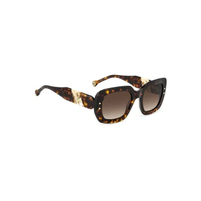 Carolina Herrera Her 0186/s C9k-ha 52 Women's Sunglasses - Havana White Frame, Brown Gradient Lenses In Multi