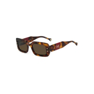 Carolina Herrera Her 0187/s O63-70 50 Women's Sunglasses - Havana Red Frame, Brown Lenses In Multi