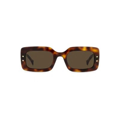 Carolina Herrera Her 0187/s O63-70 50 Women's Sunglasses - Havana Red Frame, Brown Lenses In Multi
