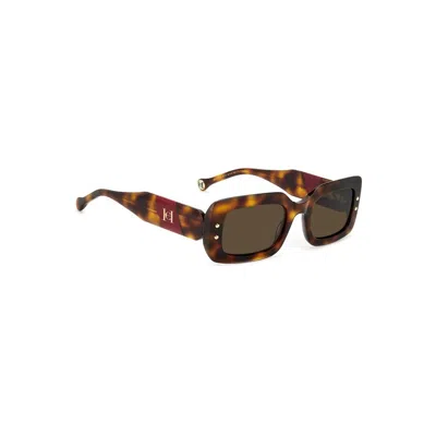 Carolina Herrera Her 0187/s O63-70 50 Women's Sunglasses - Havana Red Frame, Brown Lenses In Multi
