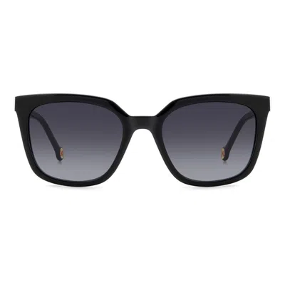 Carolina Herrera Black Whte Metal Sunglasses In Black