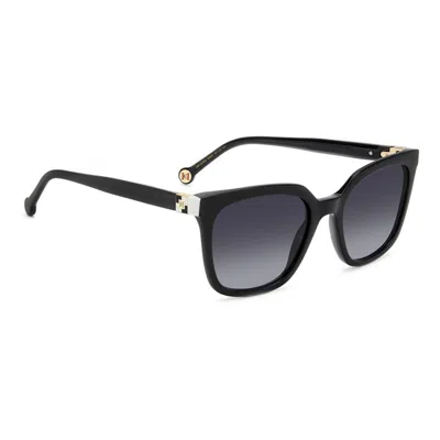 Carolina Herrera Black Whte Metal Sunglasses In Black