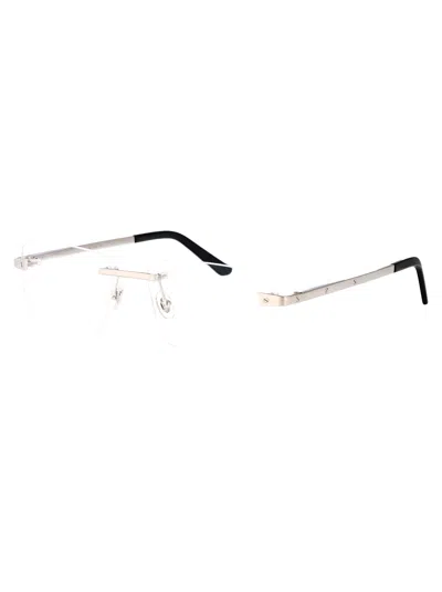 Cartier Silver Silver Transparent Metal Glasses In Gray