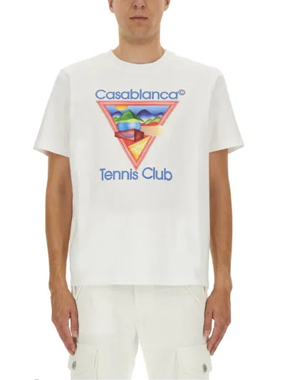 Casablanca Cotton Crew Neck T-shirt With Graphic Print