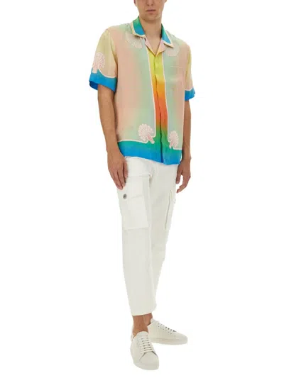 Casablanca Silk Short Sleeve Printed Shirt In Multi