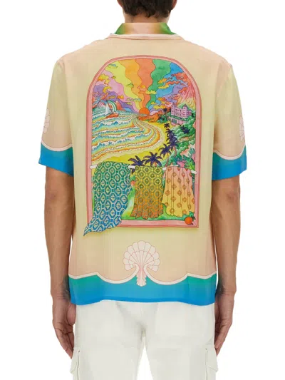 Casablanca Silk Short Sleeve Printed Shirt In Multi