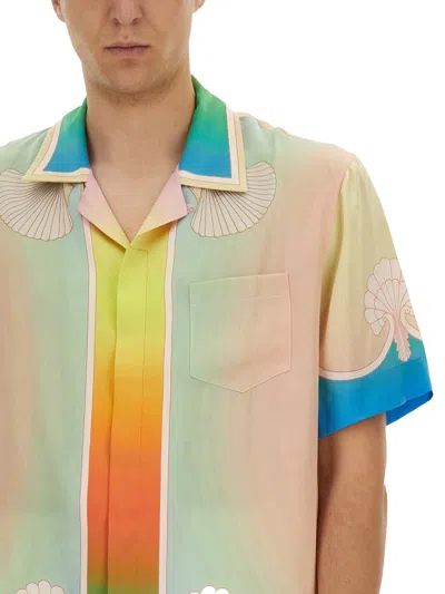 Casablanca Silk Short Sleeve Printed Shirt In Multi