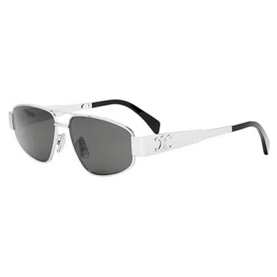 Celine Cl40281u Metal Triomphe 16a Argento Sunglasses In White