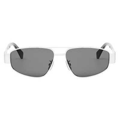 Celine Cl40281u Metal Triomphe 16a Argento Sunglasses In White