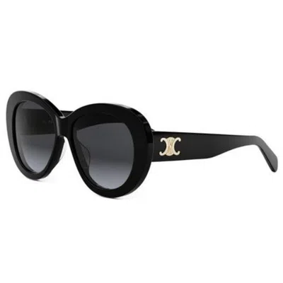 Celine Triomphe Logo Oval Acetate Sunglasses In Black