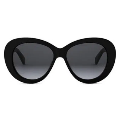 Celine Triomphe Logo Oval Acetate Sunglasses In Black