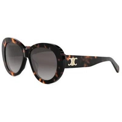 Celine Triomphe Logo Oval Acetate Sunglasses In Brown
