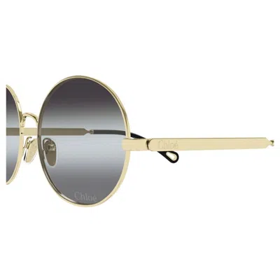 Chloé Gold-gold-grey Metal Sunglasses In Gold