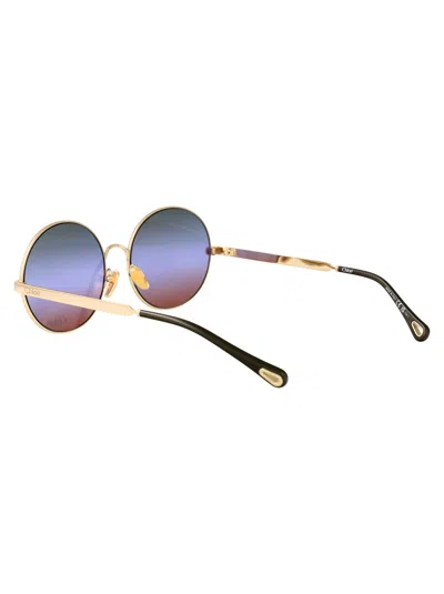 Chloé Gold-gold-green Metal Sunglasses In Neutral