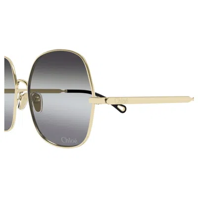 Chloé Gold-gold-grey Metal Sunglasses In Gold
