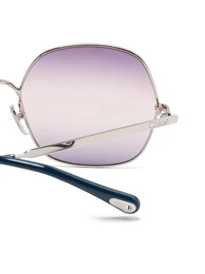 Chloé Silver-silver-violet Metal Sunglasses In Purple