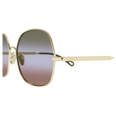 Chloé Gold-gold-green Metal Sunglasses