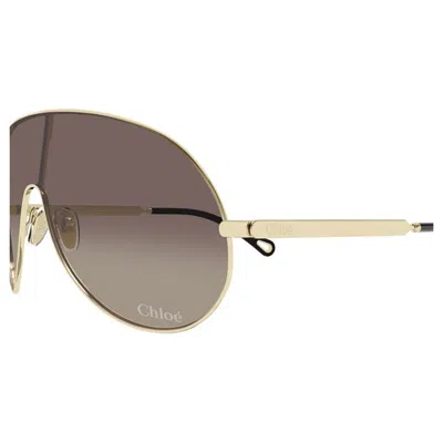 Chloé Gold-gold-brown Metal Sunglasses In Brown