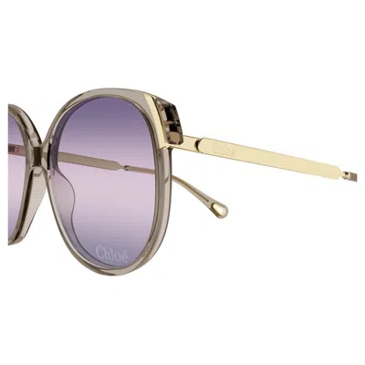 Chloé Brown-gold-violet Recycled Acetate Sunglasses In Gold