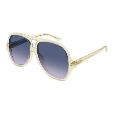Chloé Yellow Recycled Acetate Sunglasses In Blue