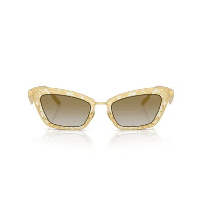 Dolce & Gabbana Dg2311 Lace Cat Eye Sunglasses In Gold