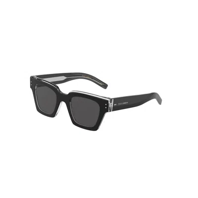 Dolce & Gabbana Sharped Rectangle-frame Sunglasses In Black
