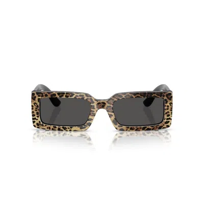 Dolce & Gabbana Logo Emblem Rectangle Acetate Sunglasses In Black