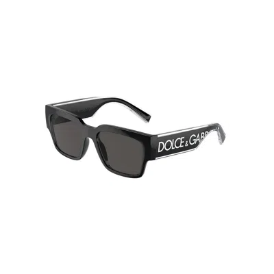 Dolce & Gabbana Square-frame Logo-print Sunglasses In Black