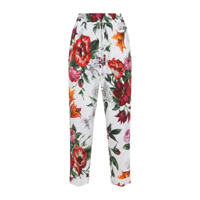 Dolce & Gabbana Elasticated Waist Floral Print Trousers In Multi