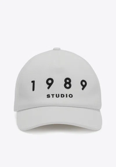1989 Studio Striped Baseball Patch Cap With Curved Brim In White