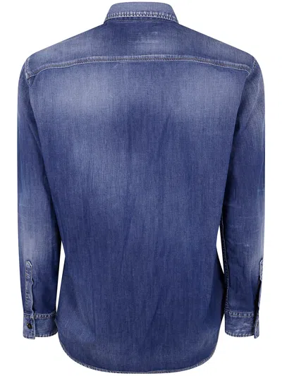Dsquared2 Light Blue Jacket With Classic Collar And Logo Patch On The Front In Denim Man