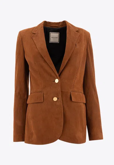 Tagliatore Sophie Single-breasted Suede Jacket In Brown