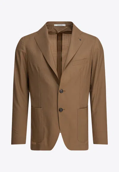 Tagliatore Montecarlo Virgin Wool And Silk Blazer In Brown