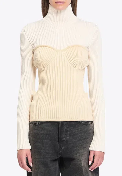 Jean Paul Gaultier Ribbed-knit Wool-blend Turtleneck Sweater