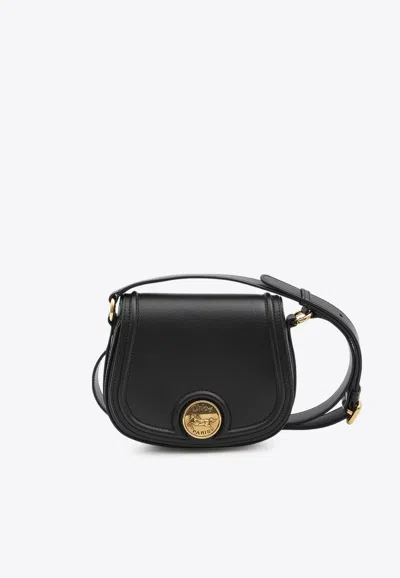 Chloé Grained Leather Shoulder Bag With Prominent Logo Detail In Black