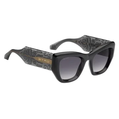 Etro 0017/s Kb7-9o Women's Cat-eye Sunglasses - Gray Frame, Gray Lenses In Black