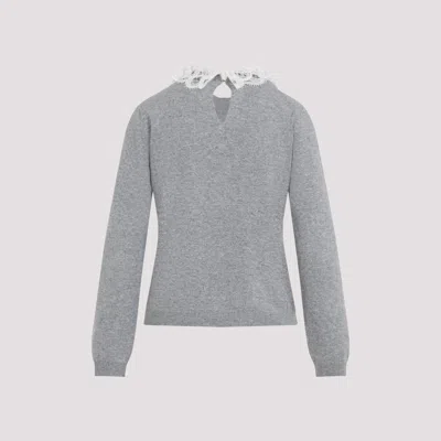 Fabiana Filippi Virgin Wool Lace Collar Pullover In Gray