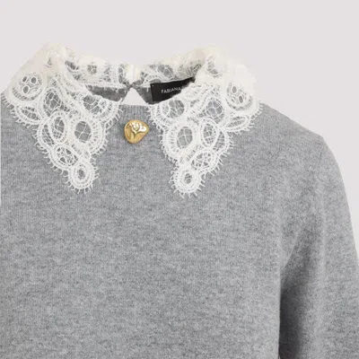Fabiana Filippi Virgin Wool Lace Collar Pullover In Gray